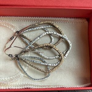 James Avery Hammered Multi-Loop Silver Dangle Earrings